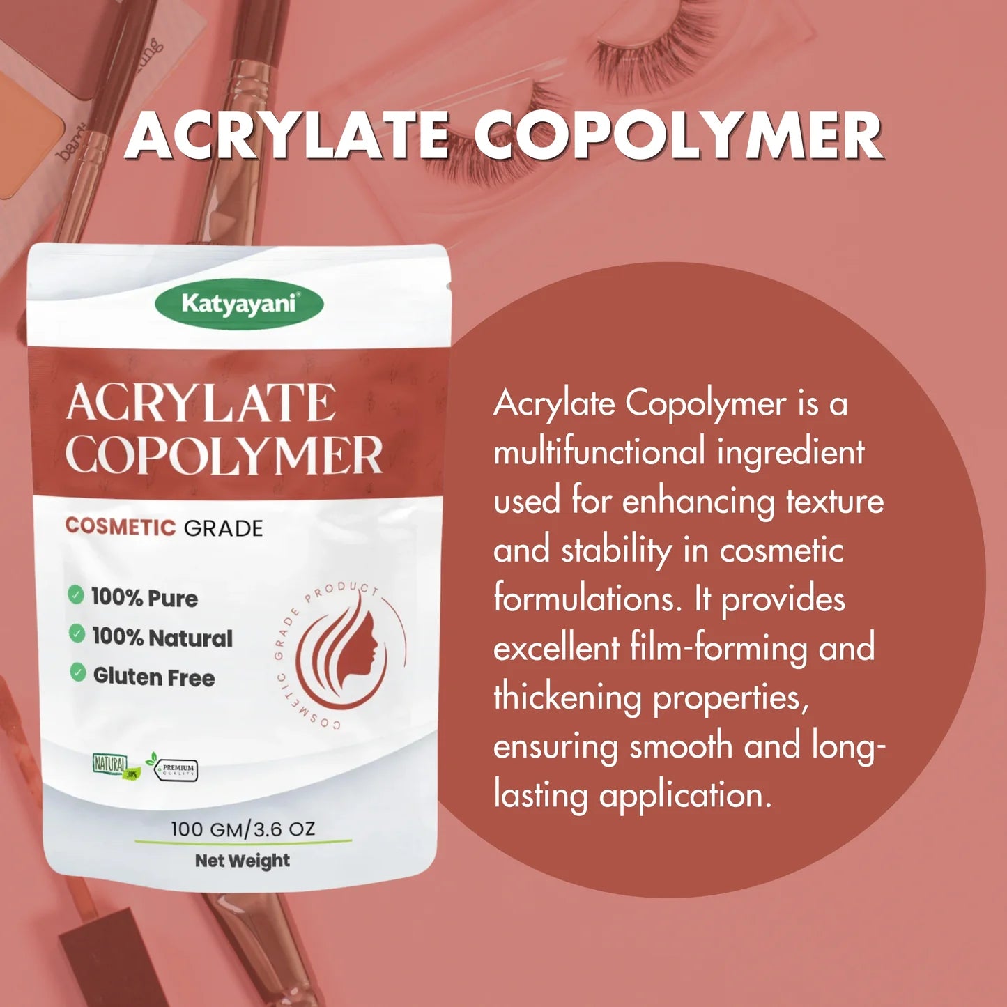 GGV Acrylate Copolymer for Skin and Hair Care|100 gm (3.6 oz)| Cosmetic Grade