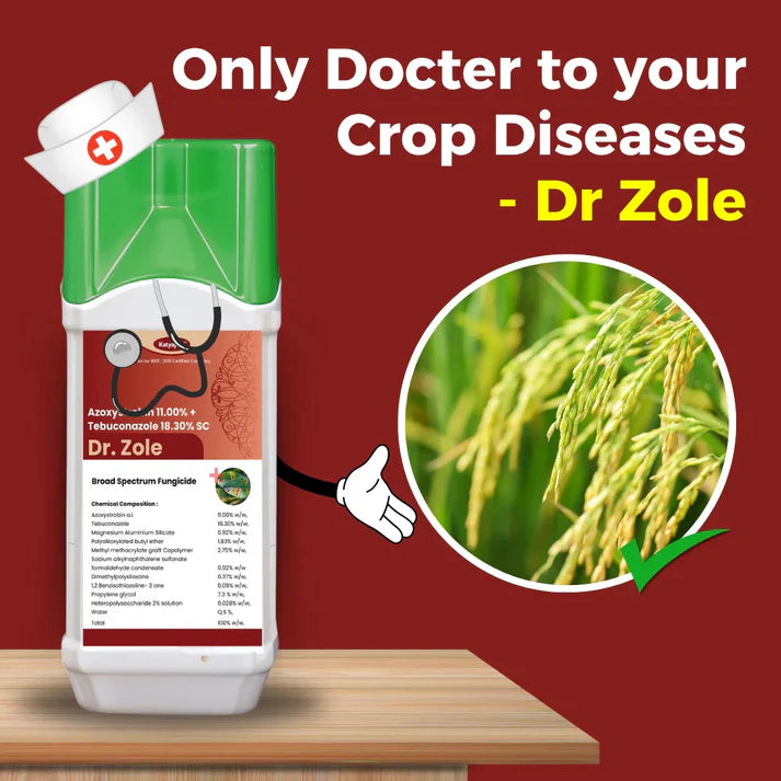 GGV Dr. Zole | Azoxystrobin 11% + Tebuconazole 18.3% SC | Systemic Fungicide for Powdery Mildew, Blight & Rust