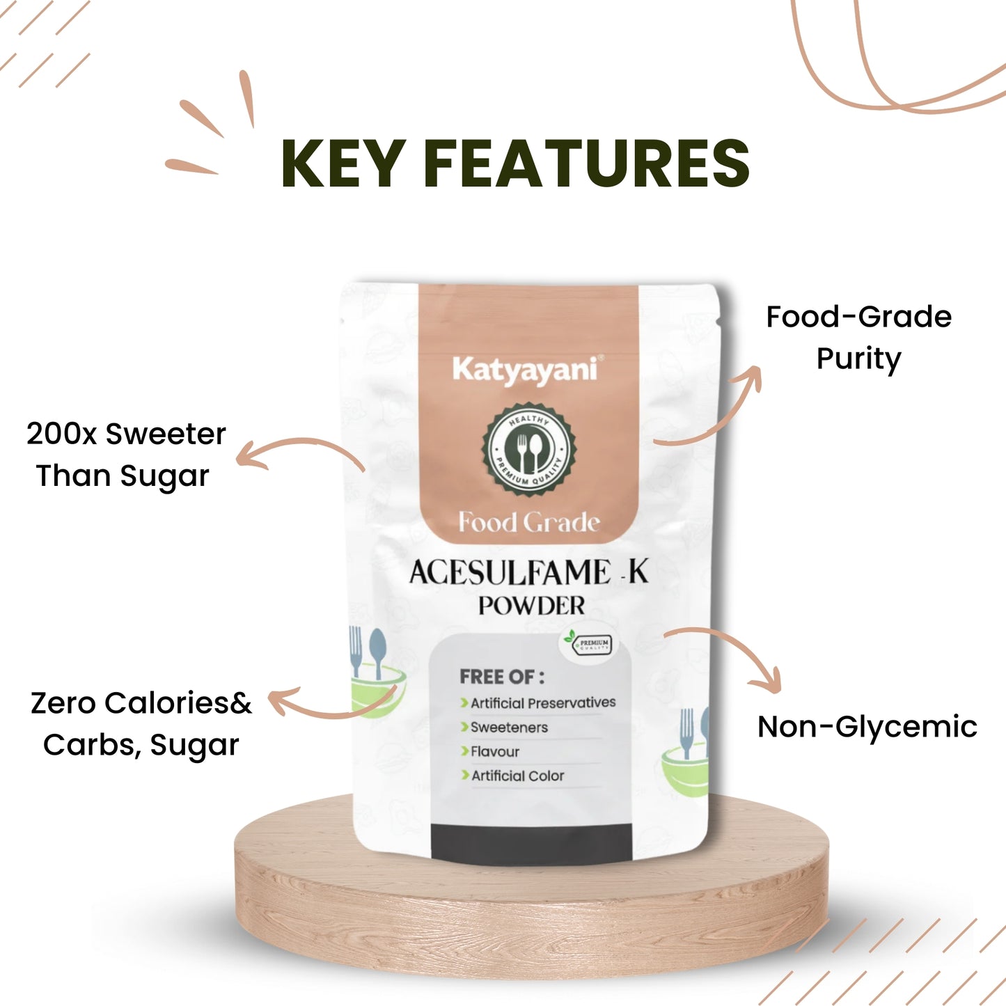 GGV Acesulfame Potassium Food grade 340gm (12oz) |Sugar-Free Sweetener for Cooking & Drinks