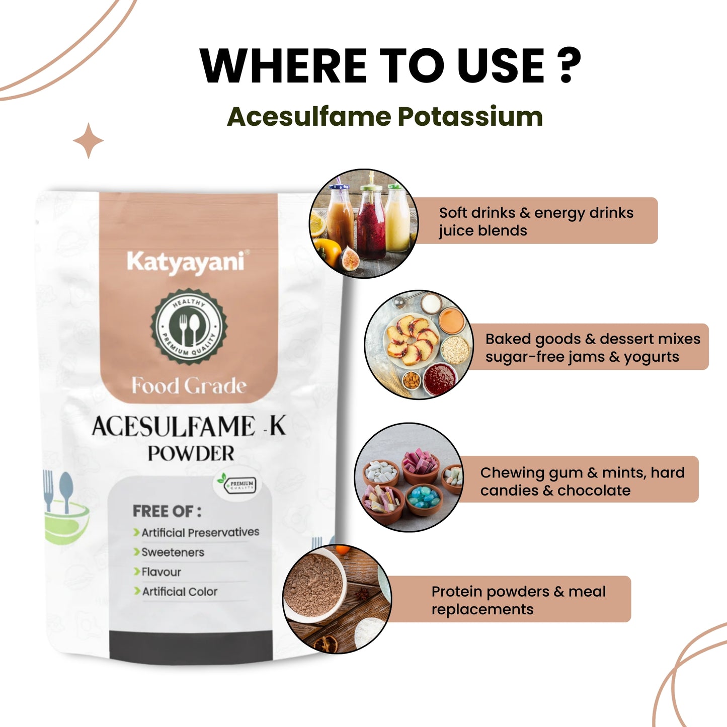 GGV Acesulfame Potassium Food grade 340gm (12oz) |Sugar-Free Sweetener for Cooking & Drinks