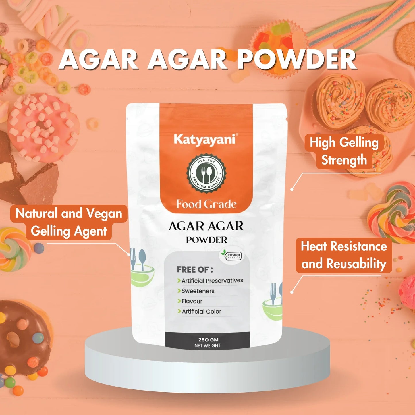GGV Agar Agar Powder for Vegans, Baking, and Experiments- Food Grade