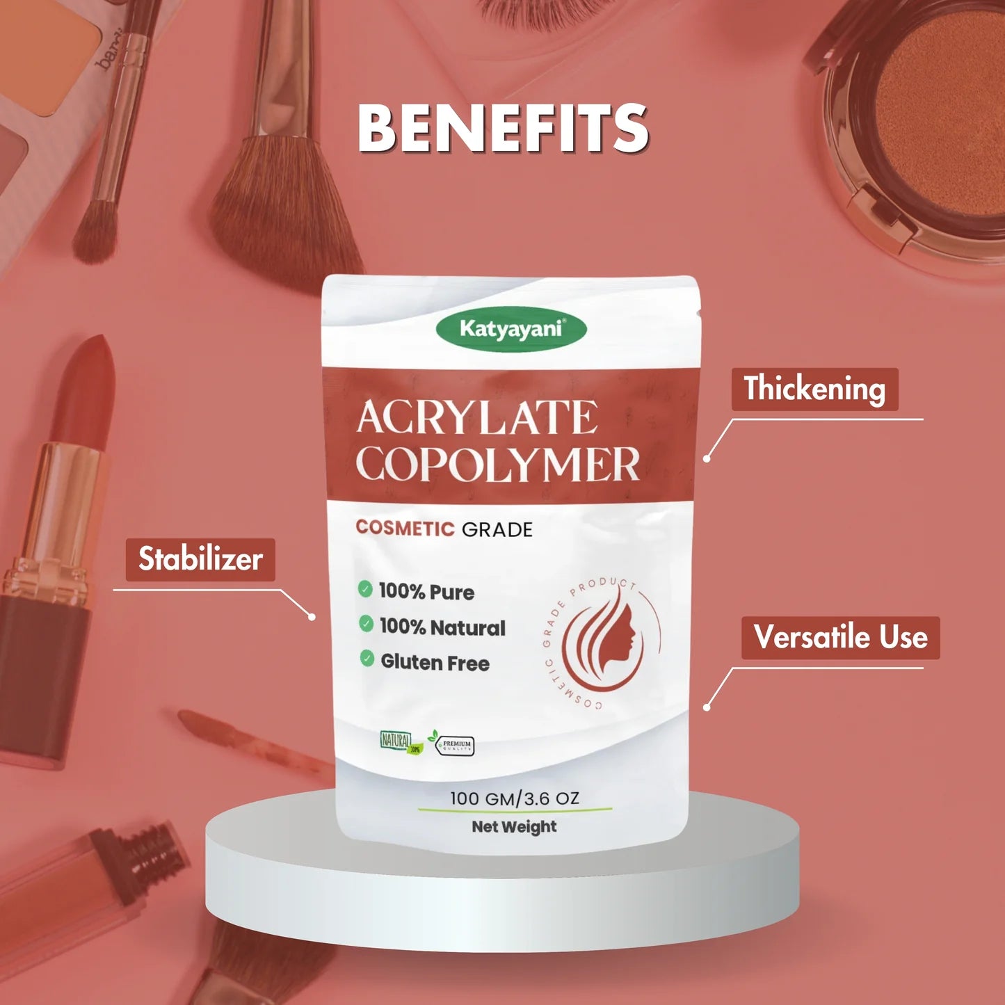 GGV Acrylate Copolymer for Skin and Hair Care|100 gm (3.6 oz)| Cosmetic Grade