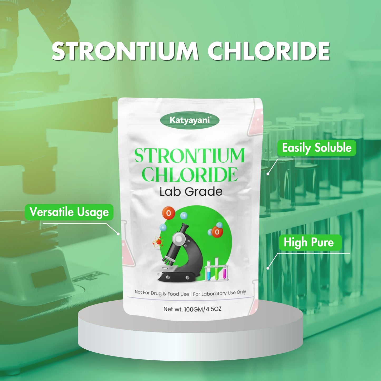 GGV Strontium Chloride 100gm (4.5oz)-Lab Grade |Essential Chemical for Laboratory & Industrial Use