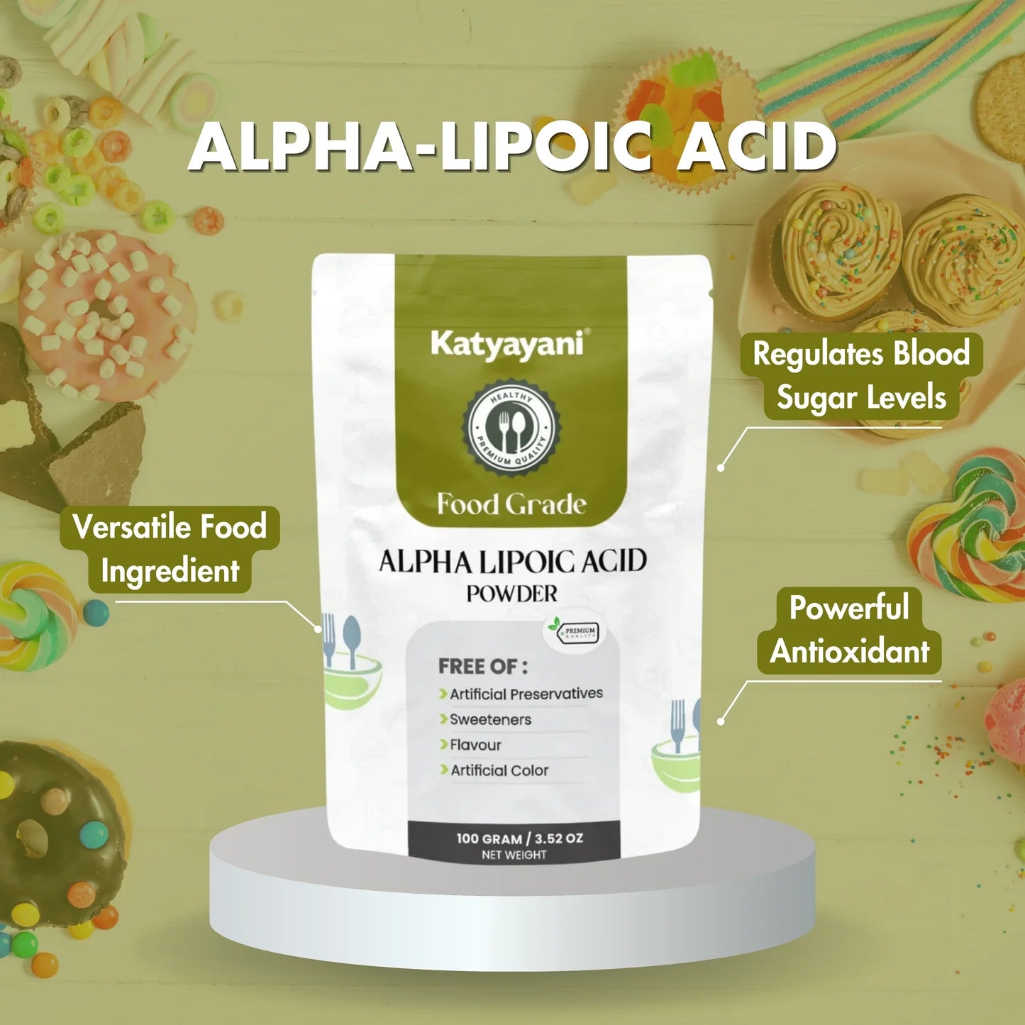 GGV Alpha-lipoic Acid Food Grade 100gm (3.52 oz)
