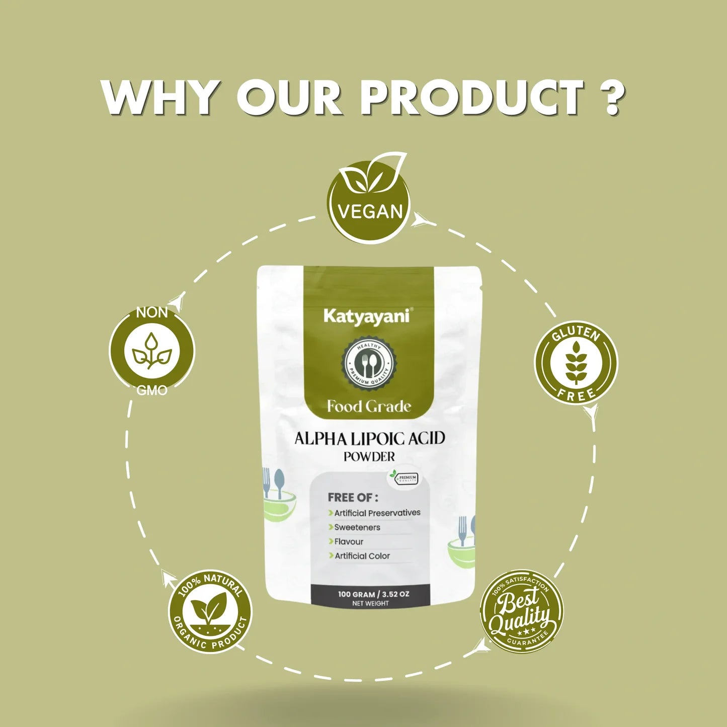 GGV Alpha-lipoic Acid Food Grade 100gm (3.52 oz)