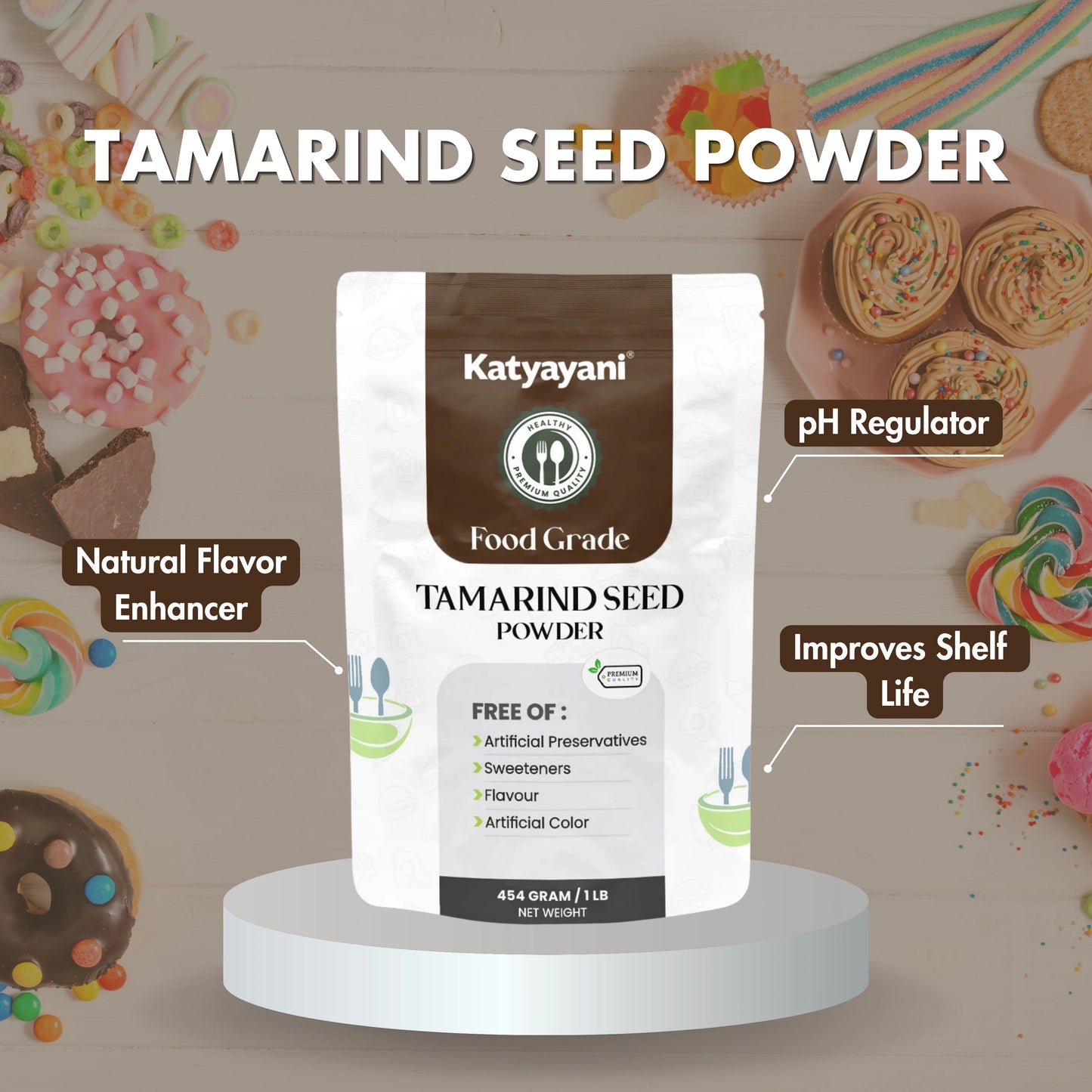 GGV Tamarind Seed Powder 454 gm (1 lb)-Food Grade