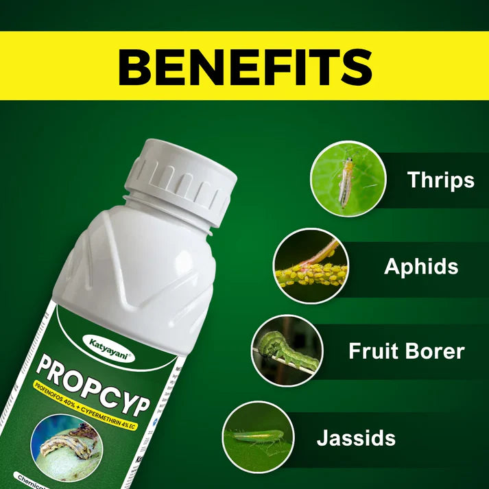 GGV Katyayani Propcyp – Profenofos 40% + Cypermethrin 4% EC Insecticide for Bollworm & Sucking Pest Control