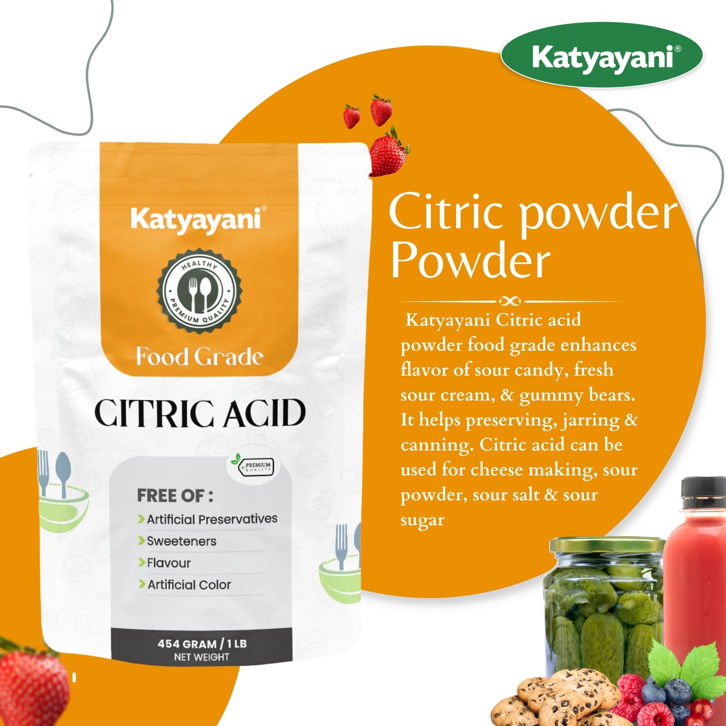 GGV Citric Acid 454 gm (1 lb)-Food Grade