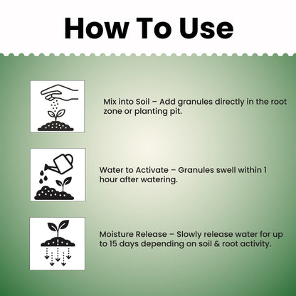 Water Hold Super Saver – Buy 1, Get 2 Free | Starch-Based Super Absorbent Gel for Soil