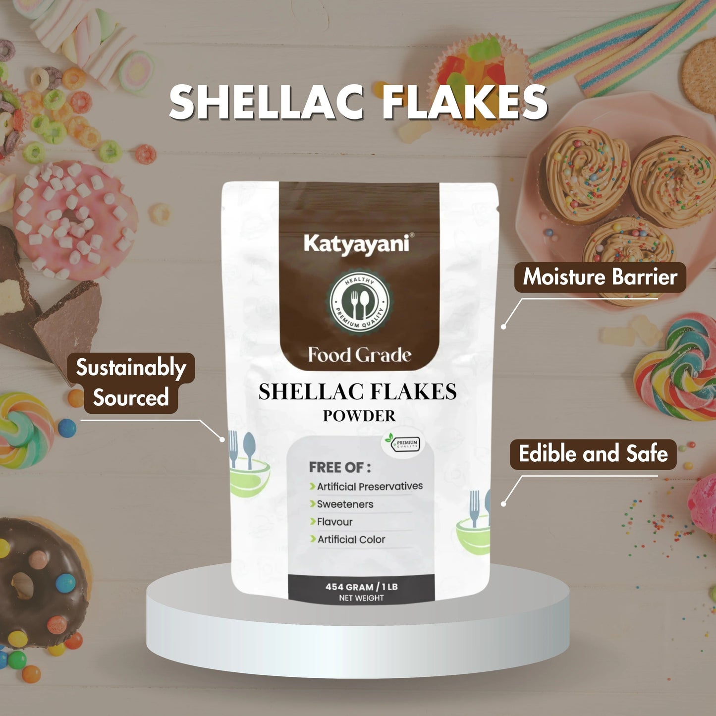 GGV Shellac Flakes Food Grade 454 gm (1 lb) – Buy 1 Get 1 Free