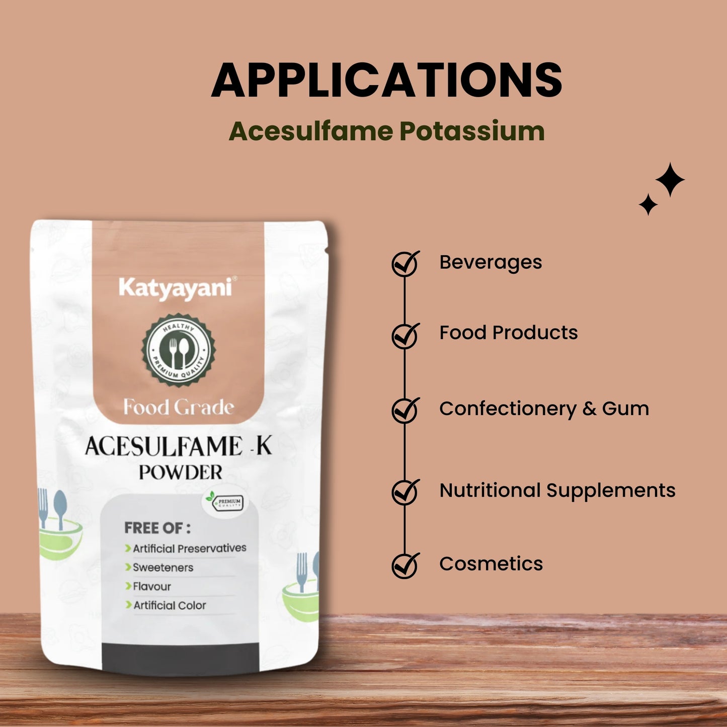 GGV Acesulfame Potassium Food grade 340gm (12oz) |Sugar-Free Sweetener for Cooking & Drinks