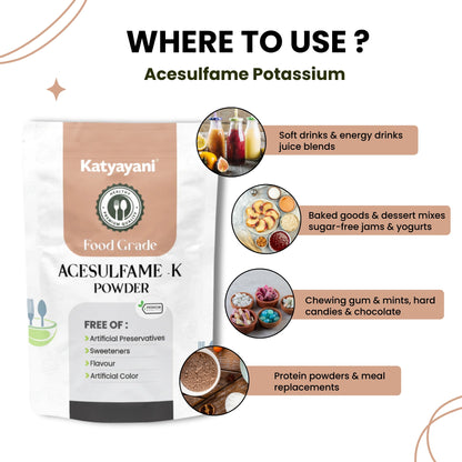 GGV Acesulfame Potassium Food grade 340gm (12oz) |Sugar-Free Sweetener for Cooking & Drinks