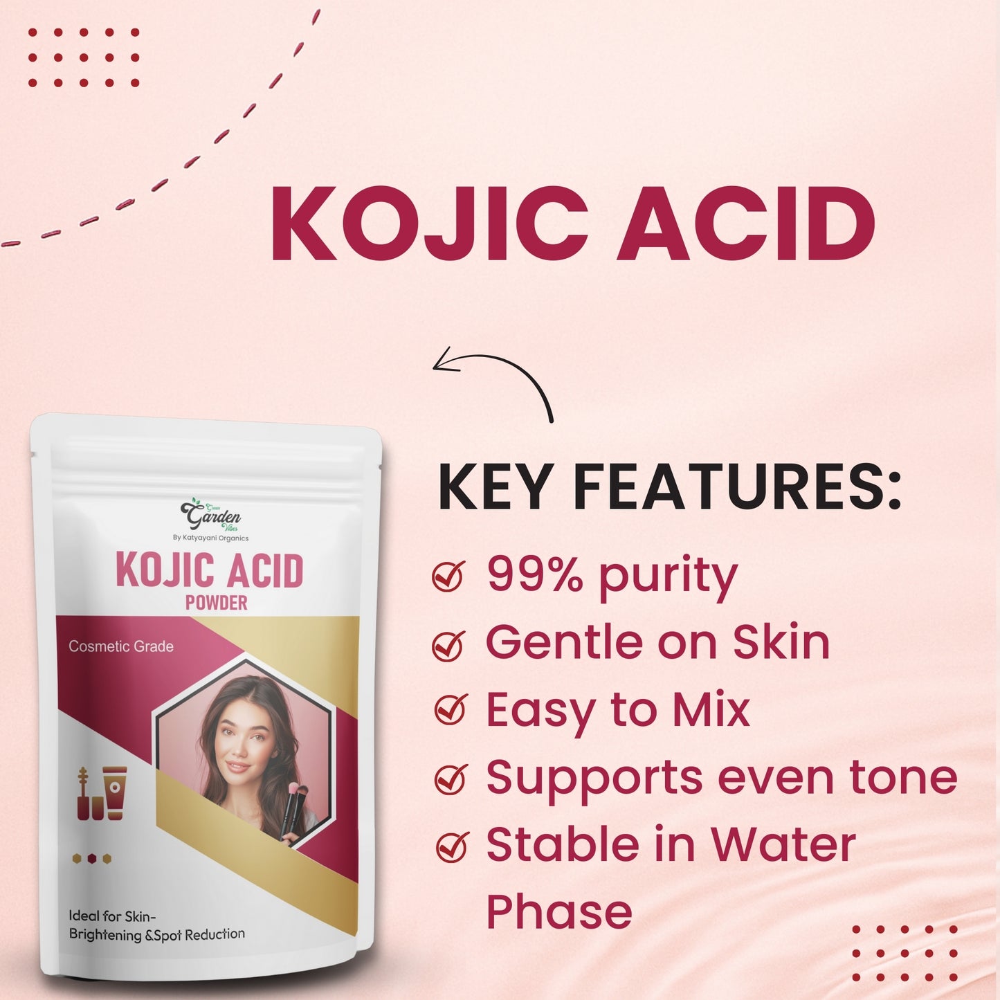 Katyayani Pure Kojic Acid Powder – 99% High Purity | Advanced Skin Brightening & Whitening Agent | For DIY Serums, Soaps & Creams – Now Available in UAE