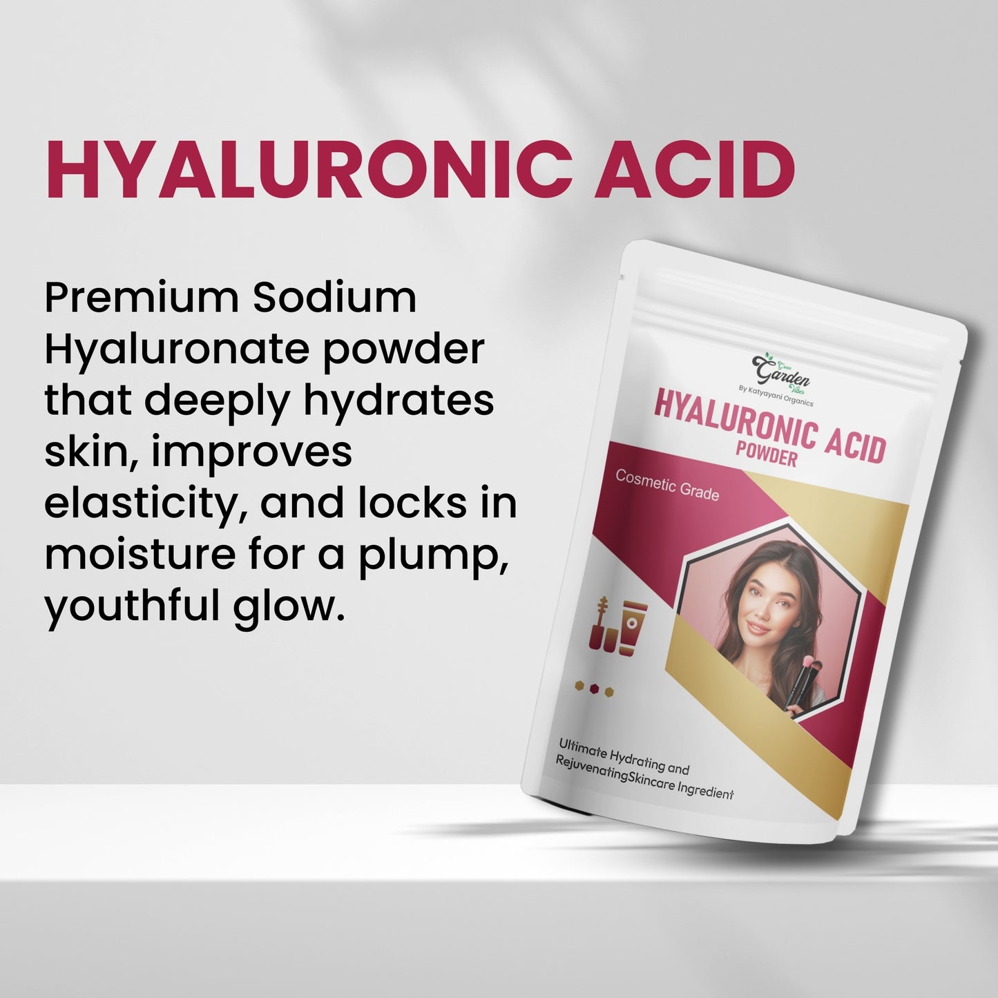 GGV Hyaluronic Acid Powder-Sodium Hyaluronate 30 gm ( 1.05 oz)| Cosmetic Grade