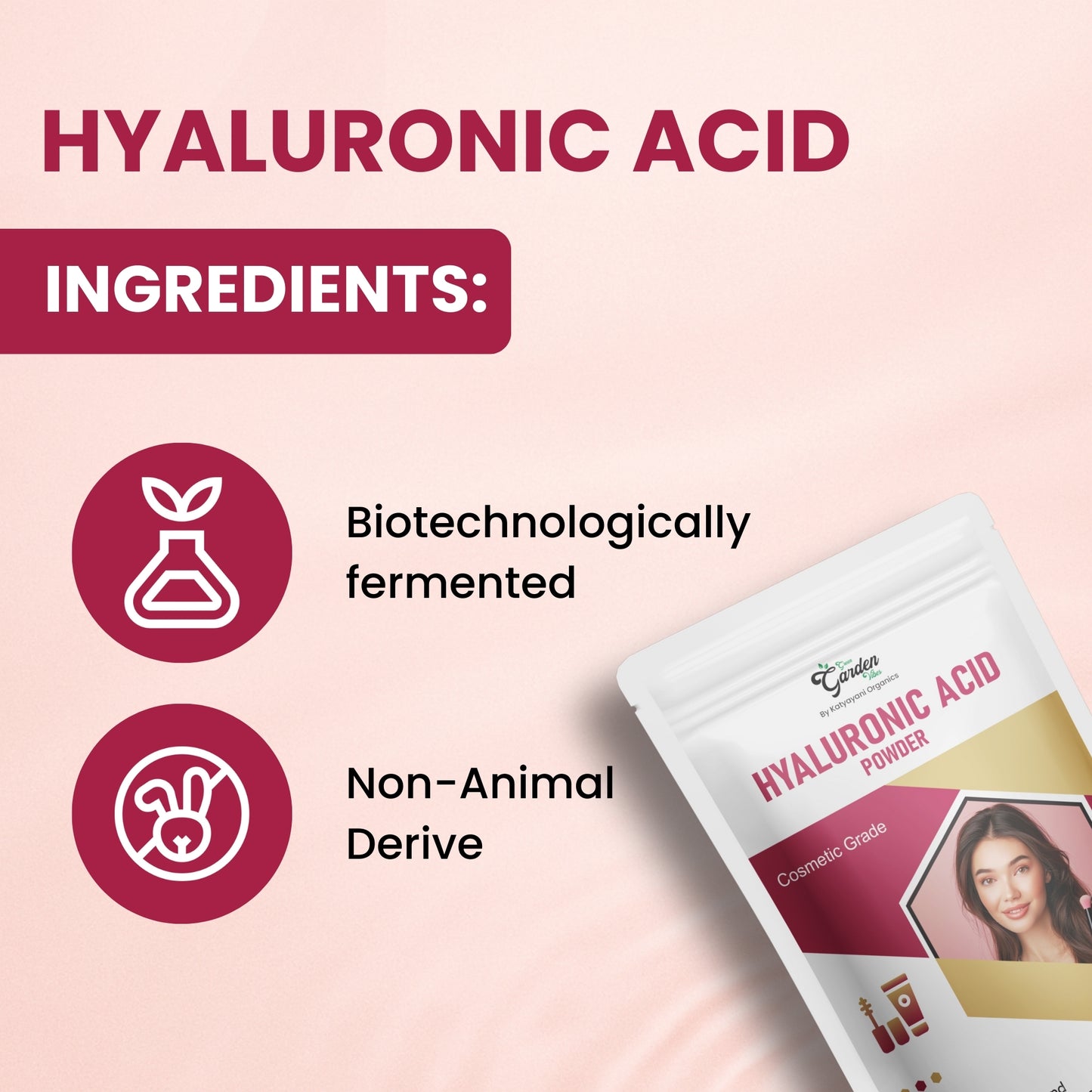 GGV Hyaluronic Acid Powder-Sodium Hyaluronate 30 gm ( 1.05 oz)| Cosmetic Grade