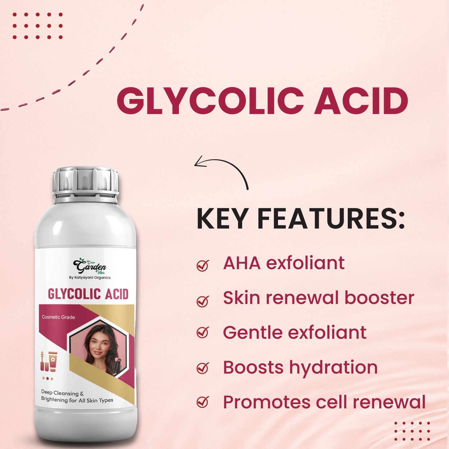 katyayani Glycolic Acid Powder 100 gm (3.6 oz)| Cosmetic Grade |Deep Cleansing & Brightening for All Skin Types