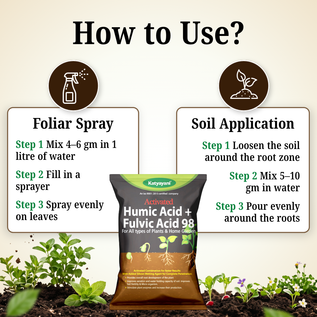 GGV Activated Humic Acid + Fulvic Acid 98 Fertilizer for Crop Nutrition & Root Growth