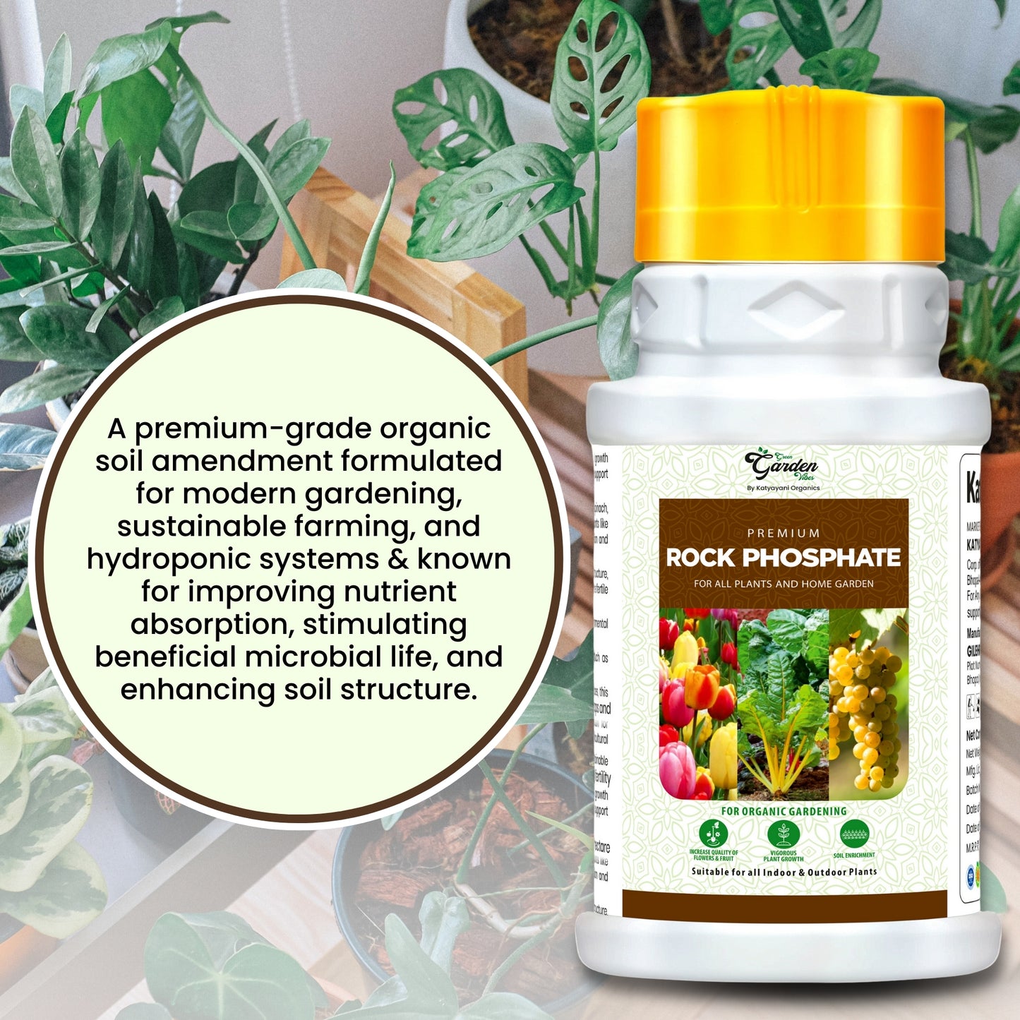 GGV Katyayani Organic Rock Phosphate Fertilizer – Natural Soil Booster for Carbon Enrichment & Flowering | Ideal for Fruiting Plants & Gardening – UAE Special