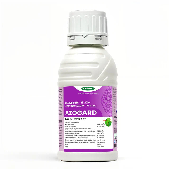 GGV Azogard Fungicide | Azoxystrobin 18.2% + Difenoconazole 11.4% SC | Dual-Action Systemic Fungicide for Complete Disease Protection