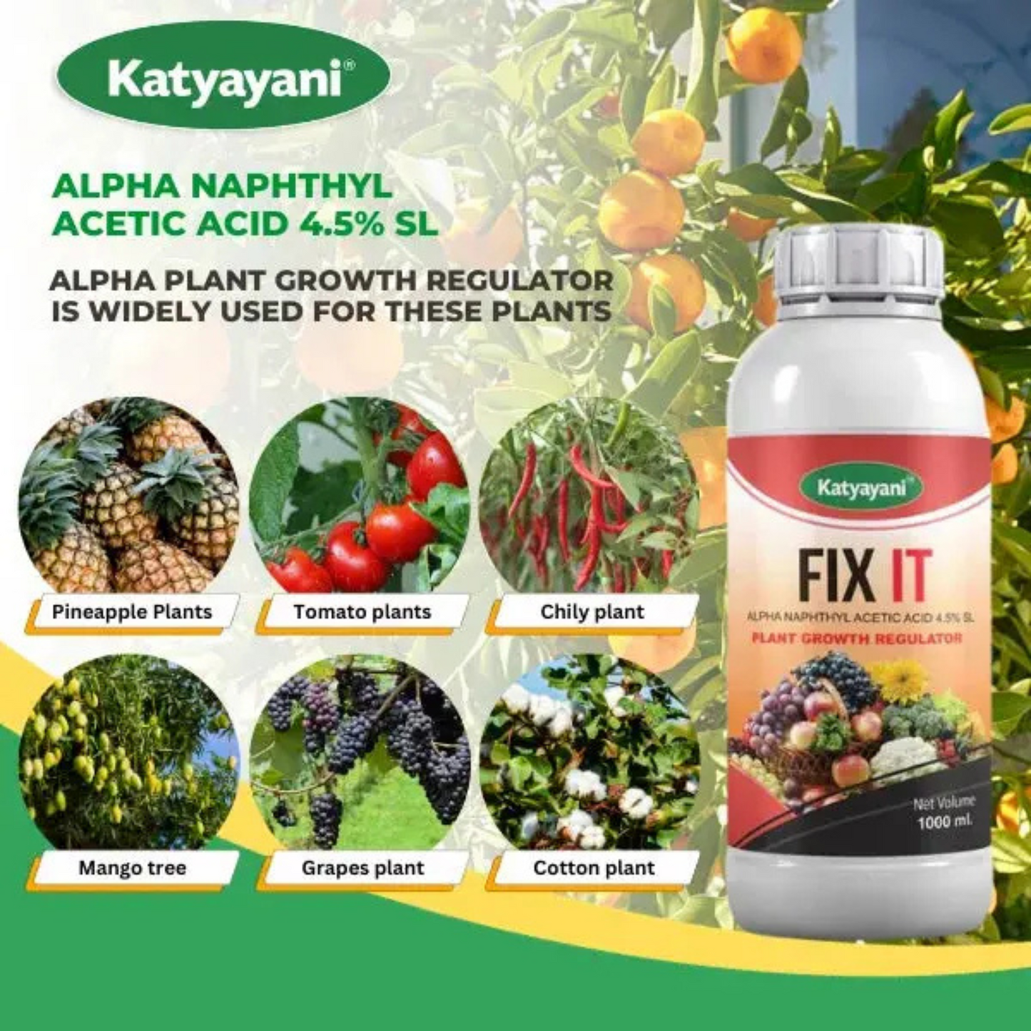 GGV FIX IT | Alpha Naphthyl Acetic Acid 4.5 % SL | Plant Growth Regulator