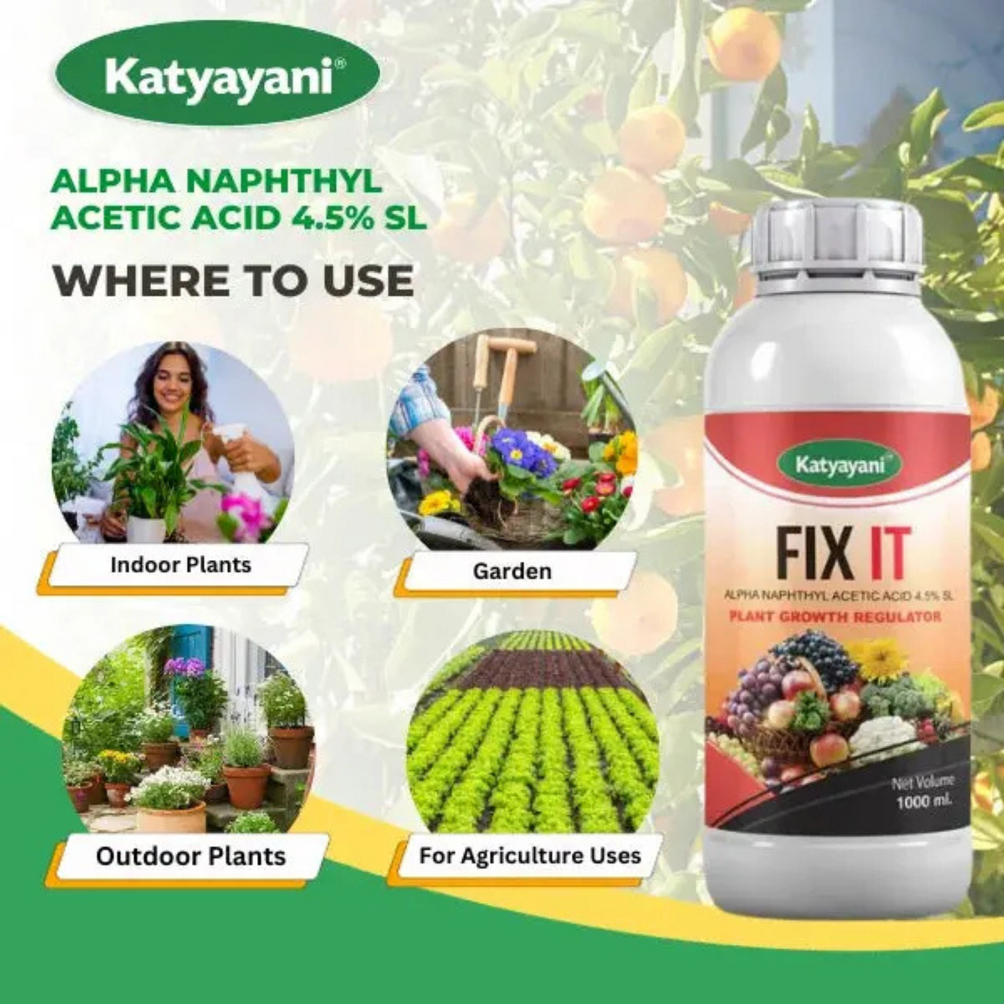 GGV FIX IT | Alpha Naphthyl Acetic Acid 4.5 % SL | Plant Growth Regulator