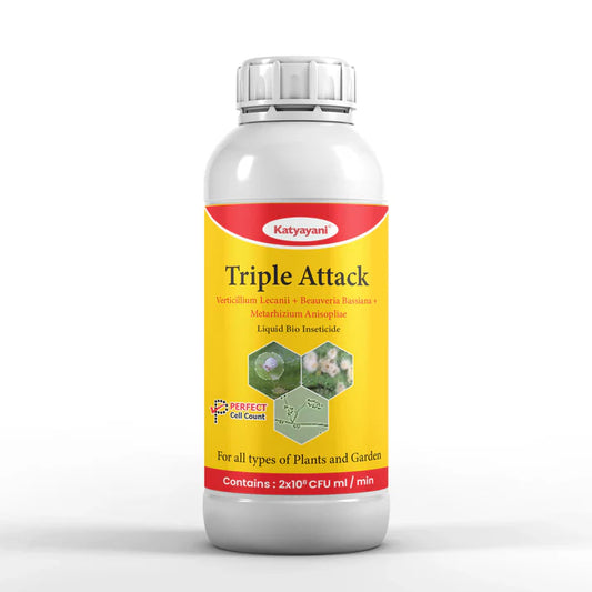 GGV Katyayani Triple Attack | Organic Liquid Insecticide for Thrips, Mealybug & Chewing Pests | Bio-Control for Vegetables, Fruits & Cereals